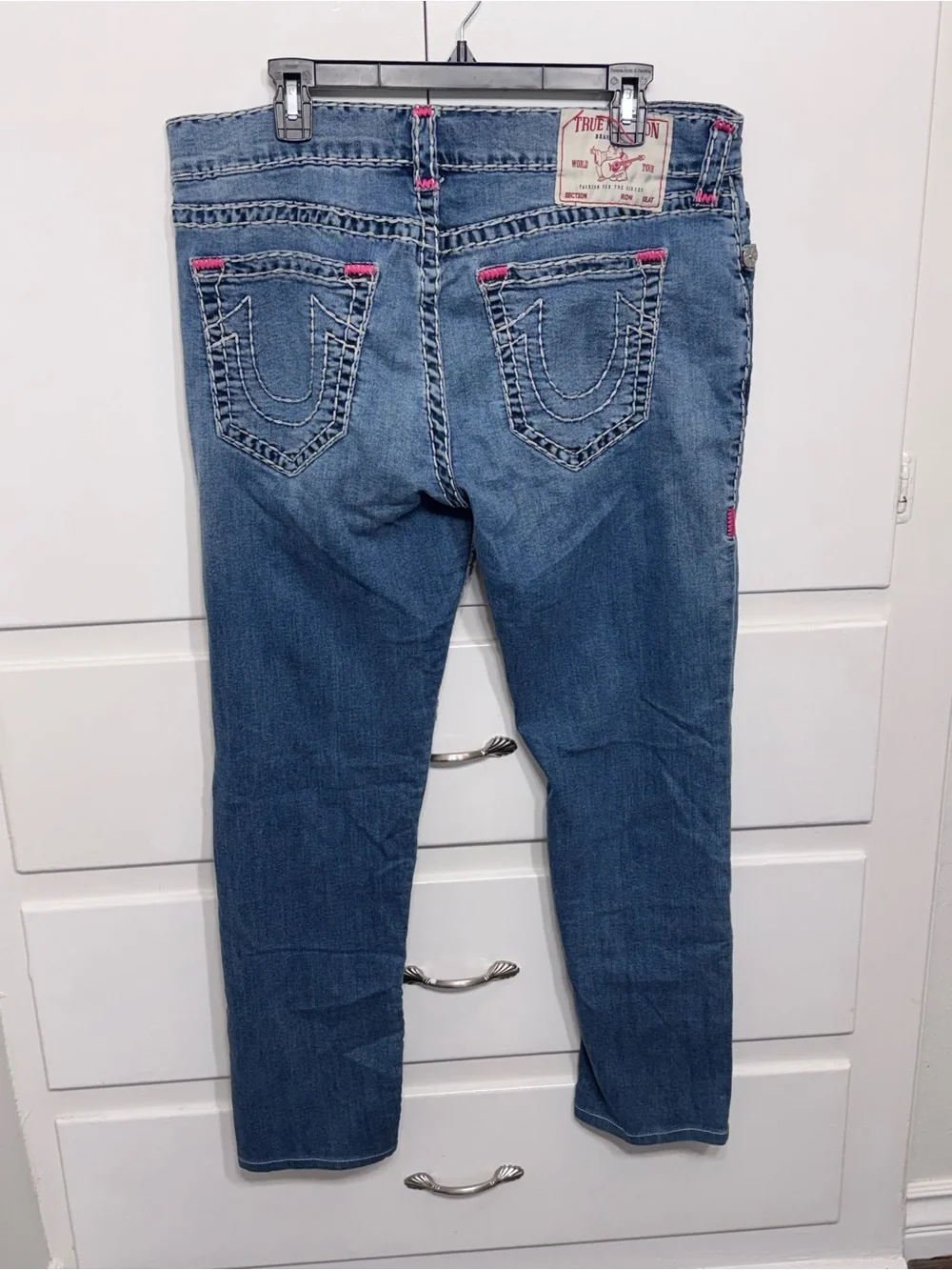 True Religion Rocco Relaxed Skinny with Pink Stitching